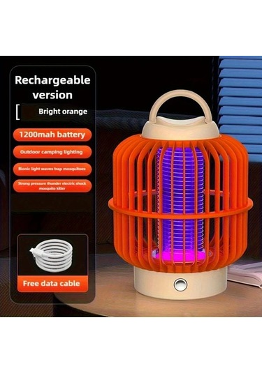 Xuweiwei Usb Şarj Edilebilir Turuncu Sivrisinek Öldürücü Lamba Ultra Geniş Menzilli Uzun Ömürlü Lityum Pil Abs Malzeme Ev Ofis Okul İçin