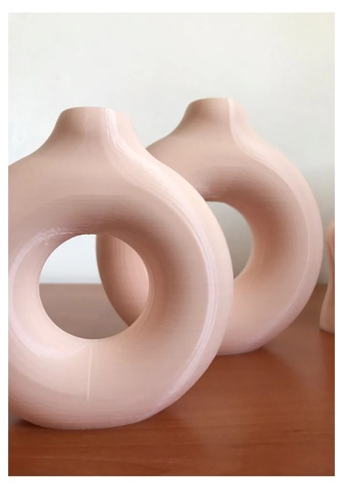 Halka Bohem Vazo 2'li Dekoratif Donut Vase Bej