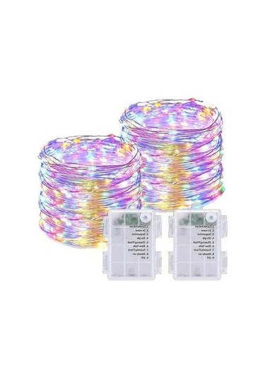 Fastbuy Turcoshop11 2 Adet 50 Led 16ft Çok Renkli 8 Mod Fairy Lights Pil Ile Çalışan Ipx6 Su Geçirmez Bahçe Party Dış Mekan D Çok Renkli
