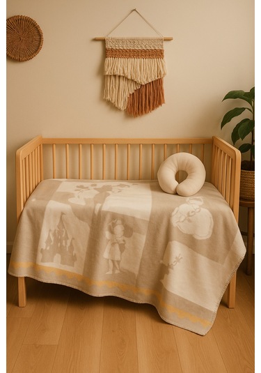 Merinos Bebek Battaniyesi + Boyunluk Kahverengi - Sarı