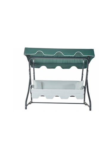 Ruta 3 Kişilik Sabit Bahçe Balkon Teras Salıncağı - Yeşil Çizgili Yeşil