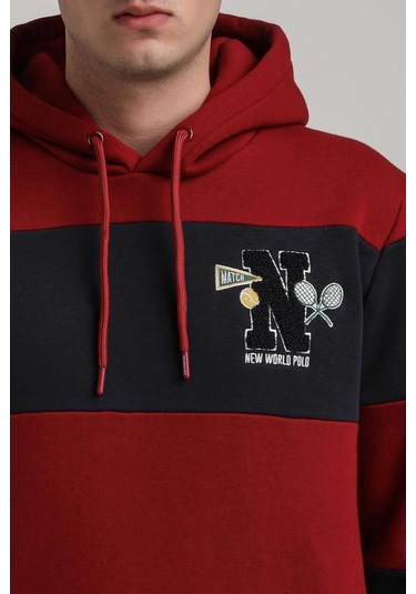 Kapüşonlu Bordo Slim Fit Full-zip Sweatshirt 24fwm64077 Bordo