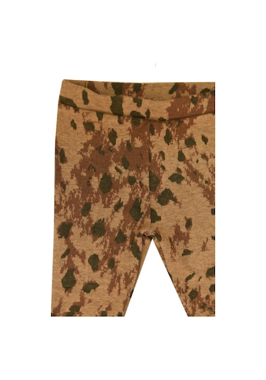 Luess Yumuşak Dokulu Leopar Desenli Kız Çocuk Tayt Sütlü Kahverengi