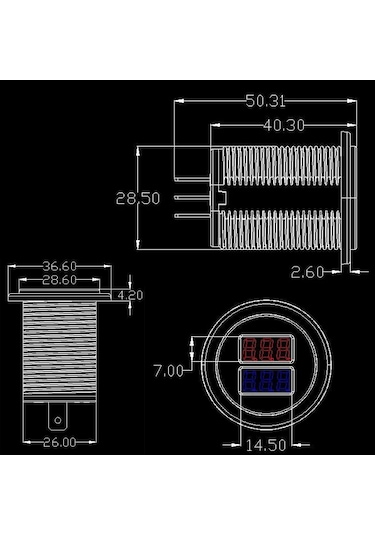 Araç Çift Port Usb Şarj 12-32 Volt Oto Şarj Mavi