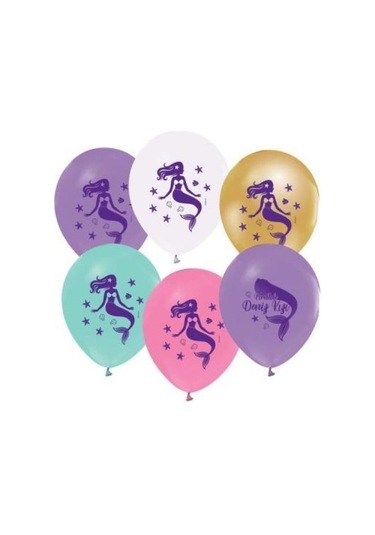 Balonevi Balon 3+1 Pırıltılı Deniz Kızı Baskılı 12"
