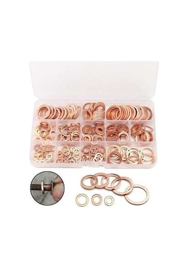 Novahub 150 Adet Bakır Kırma Pul Conta Seti - Düz Ringa Conta Kiti - 80/120/150/200/280/300 Adet