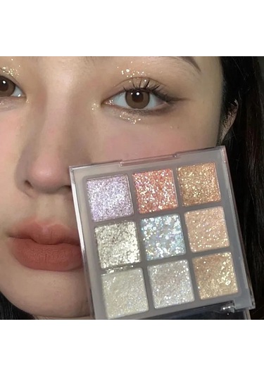 Yeni 9 Renkli Glitter Göz Farı Paleti Tam Sedefli Göz Farı Makyaj Paleti 9 Color 01