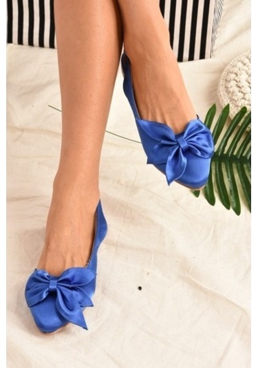 Fox Shoes Saks Mavi Kumaş Kadın Babet H726809004 Mavi