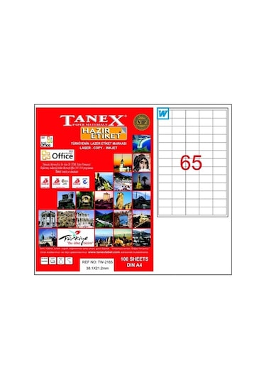Tanex Tw-2165 38.1X21.2 MM Laser Etiket 100 Ad.