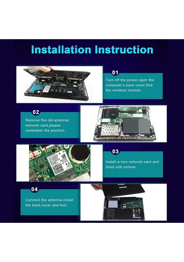 Yuntech01 9560ngw Çift Frekanslı Dahili Kablosuz Ağ Kartı İle 2 Anten Ve Adaptör Kabloları