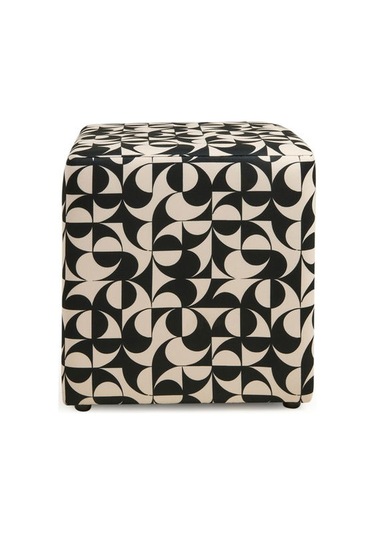 Just Home Elegant Puf - Siyah / Beyaz - 42x37x37 Cm Siyah / Beyaz