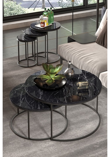 Orta Sehpa Ve Zigon Sehpa Set İkili Lüx C Zigon Bendir