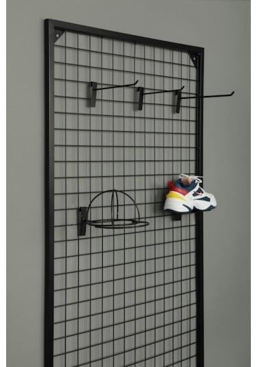 Rafburada Sık Telli Tel Raf - Tel Pano Stand, Duvar Askılığı 120x120 cm