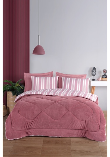 Wellsoft Yorgan Çift Kişilik Soft Line Bordo Bordo