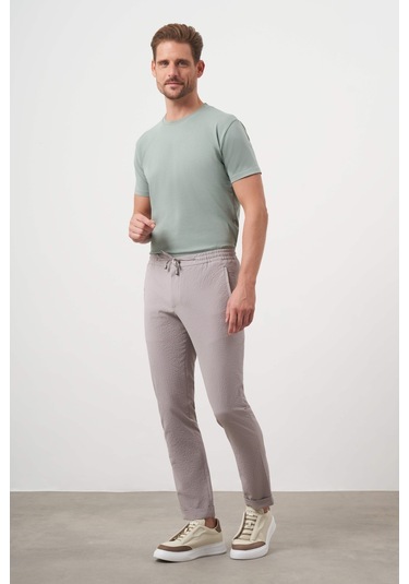 Morven Erkek Taş Polyester İpli Jogger Slim Fit Pantolon Taş