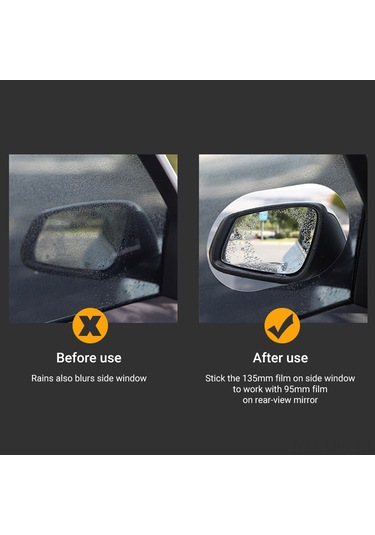 Ranyeek Oto Geribakış Aynası Yağmur Engelleme Filmi - Nano Teknolojiyle Su/toz/toz Koruma, Şeffaf Oval, 2 Adet Paket