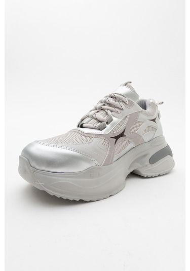 Marron Gümüş Gri Kadın Spor Sneakers Gri - Gümüş