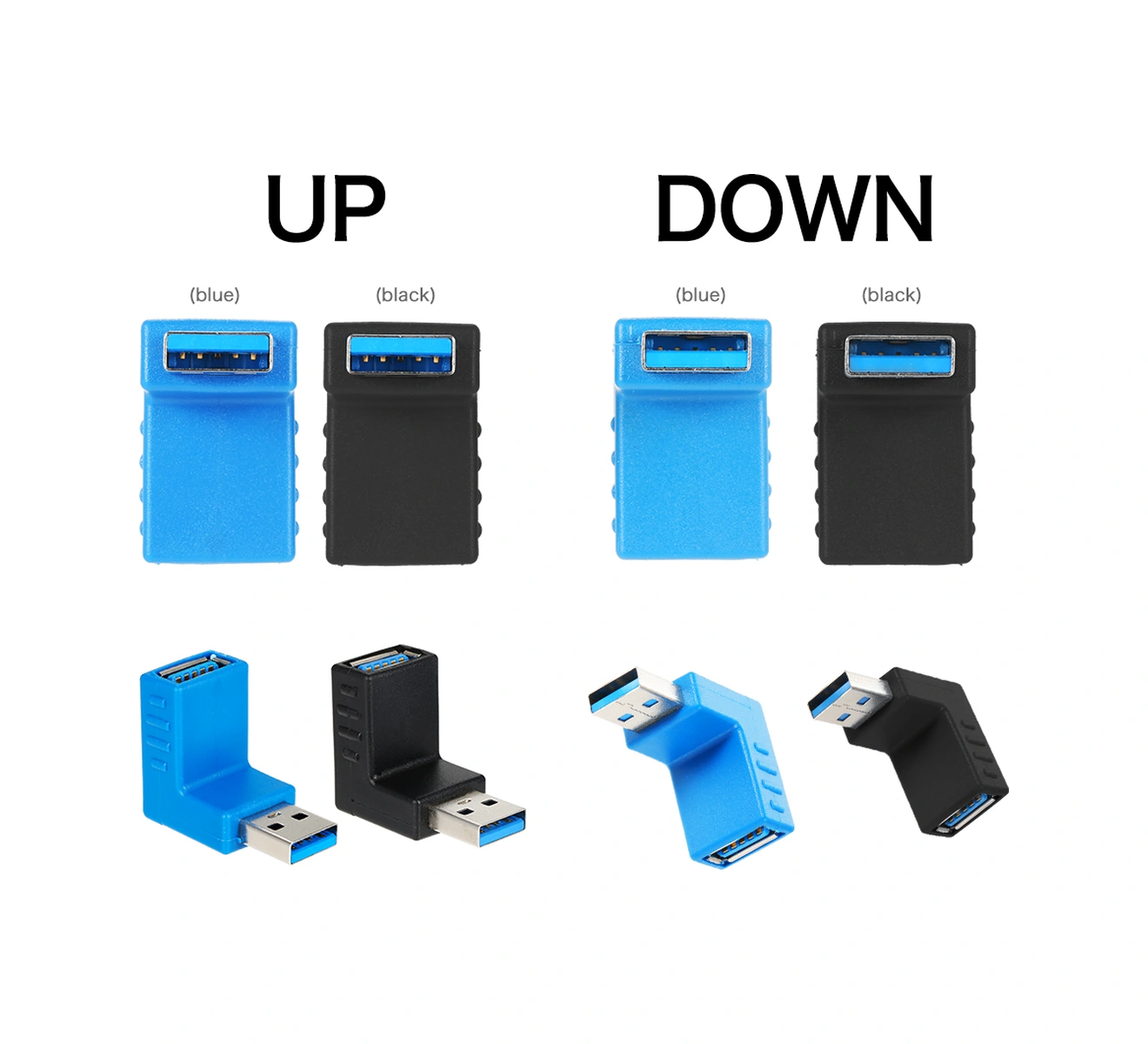 Qingmipy Usb 3.0 Am/af 90 Derece Yukarı Dönük Adaptör - Hızlı 5 Gbps Transfer, Stres Azaltıcı, Siyah, Çevre Dost Malzeme