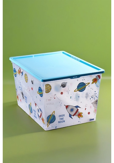 Qutu Light Box Space Fun Dekoratif Saklama Ve Oyuncak Kutusu- 50 Litre Şeffaf