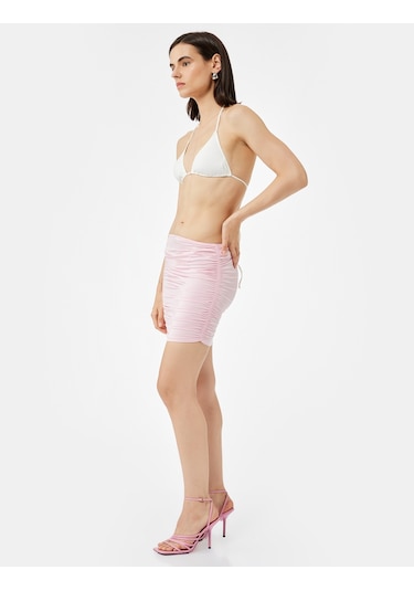 Koton Drapeli Parlak Mini Pareo Etek Pembe 5sak70026mk Gül