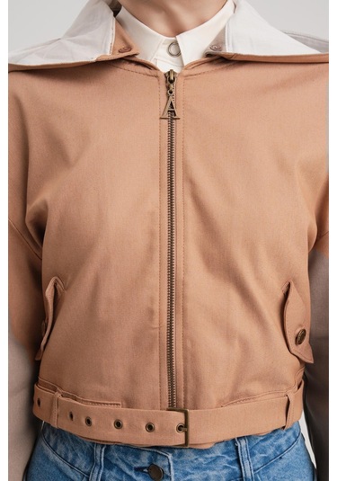 Armine Seyyar Kapüşonlu Ve Kemerli Pamuk Ceket 24y5406 Camel-camel Camel