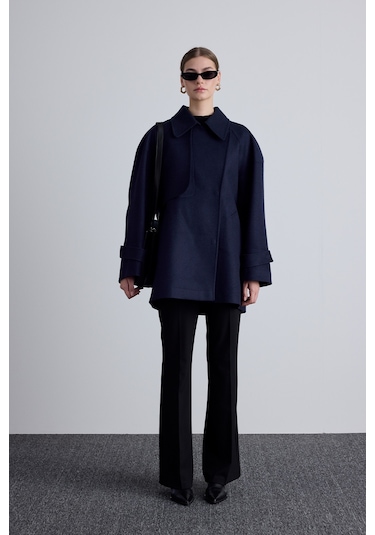 Mari Kruvaze Trenç Kaban Lacivert Lacivert