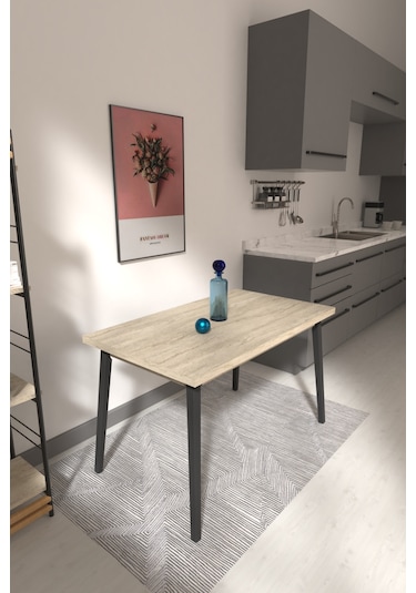 Vilinze Avanos Mdf Traverten Sabit Traverten Mutfak Masası - 70x120 Cm