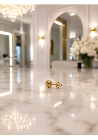 14 Ayar Altın Cilalı 5 Mm Top Küpe Minimal Şık Tasarım 0,55 Gr