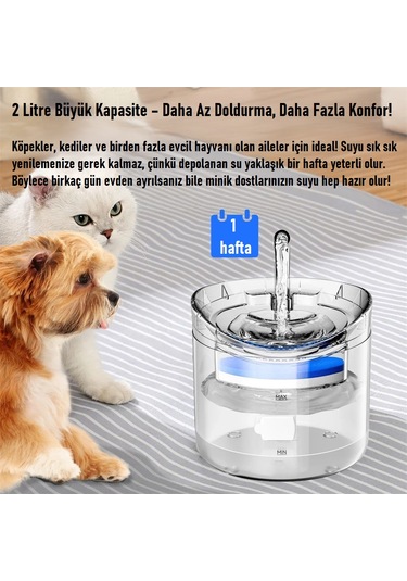 Venaliastore Otomatik Kedi Su Sebili Şelalesi Sessiz Filtreli 2 L