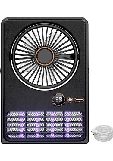 Symbee Siyah Usb 2-in-1 Mosquito Killer Fan: Duvar/desktop Montajlı, 5 Hızlı Fan, Led Ekranlı, 2000v Moskito Öldürücü Işık
