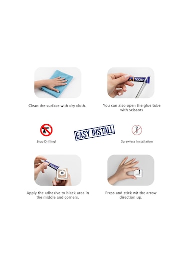 Yapışkanlı Fön Makinesi Asma Aparatı Krom