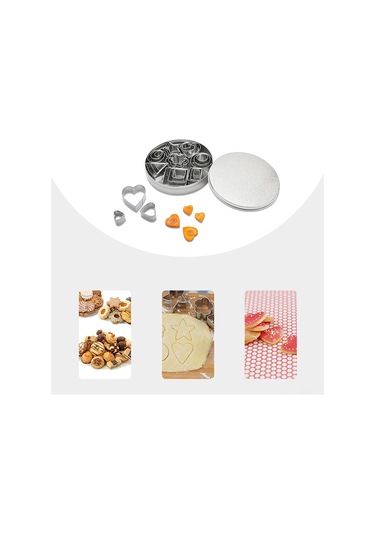 Maiyame 24'lü Paslanmaz Çelik Kurabiye Kalıbı - 8 Desen Yıldız, Kalp, Daire Vb. 3 Boyutlu, Hamur Ve Çikolata İçin Çok Renkli