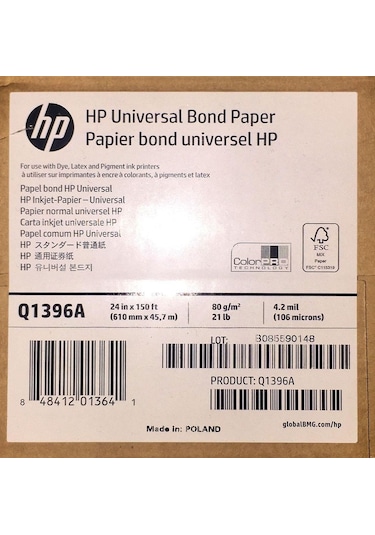 Q1396a Hp Universal Bond Paper 610mmx45.7m ''4'lü Paket''