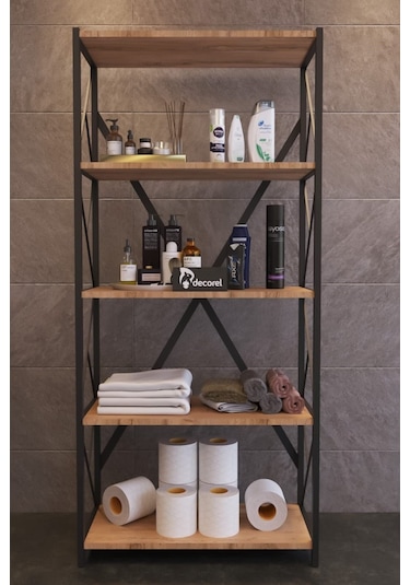Morpanya Moni Metal Banyo Rafı Ünite 5 Raflı Banyo Düzenleyici Raf Havlu Rafı Havluluk 150 Cm