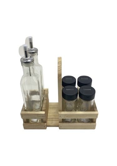 Ahşap Doğal Baharatlık Yağdanlık Ve Peçetelik Takımı Set Kavak-ıhlamur 1 Set Ahşap