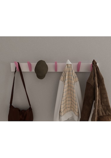 Hepsi3boyutlu Modern Duvar & Kapı Kanca Askılık - 7 Adet Pembe Kanca Askılık - Model No : 5 Pembe