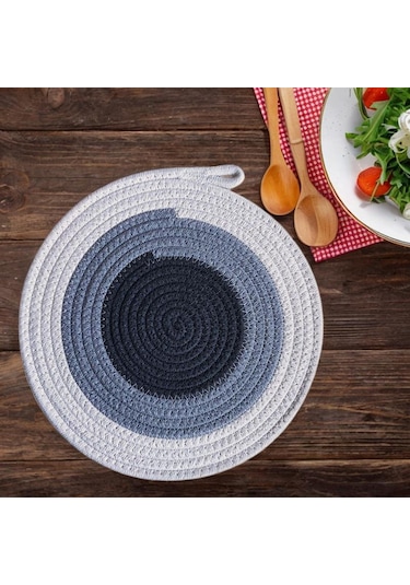 Suntek Çiftlik Evi Masa Mat Kaymaz Rustik Örgülü Yer Gri-30cm