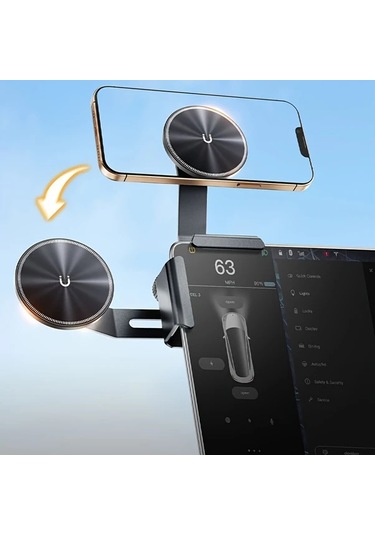 Honeybeeshop Su7y Tesla Model Y 3 S X Cybertruck Aksesuarları Yapıştırıcı Gerektirmeyen Manyetik Araç Telefon Tutucu Gösterge Paneli