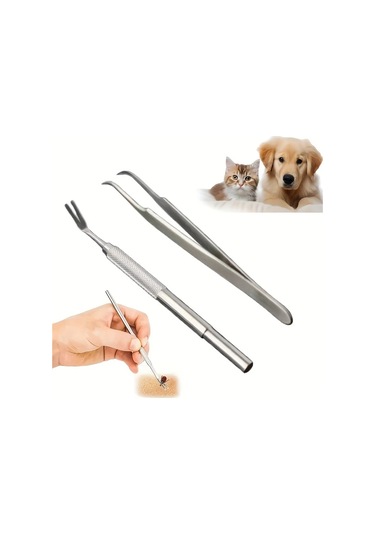 Chuangyinshop 2li Kutu Seti Paslanmaz Çelik Kedi Köpek Pire Kene Tırnak Bakım Aracı