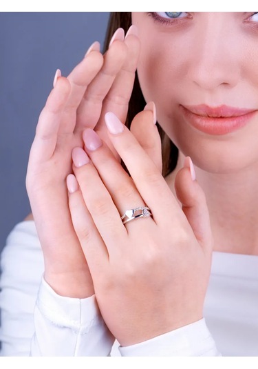 Torgovyj Dom Uvelir Holding Aşıklar İçin 925 Ayar Gümüş Çift Kalp Yüzük 410012046 Gümüş