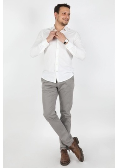 Erkek Fleto Cep Gabardin Pantolon Gri