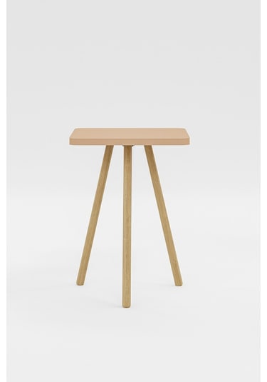 İntergo Kare Tasarımlı Ahşap Ayaklı Tekli Zigon Sehpa Cappucino