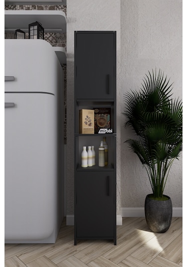 Fella 6 Raflı Çok Amaçlı Dekoratif Mutfak Dolabı Antrasit Antrasit