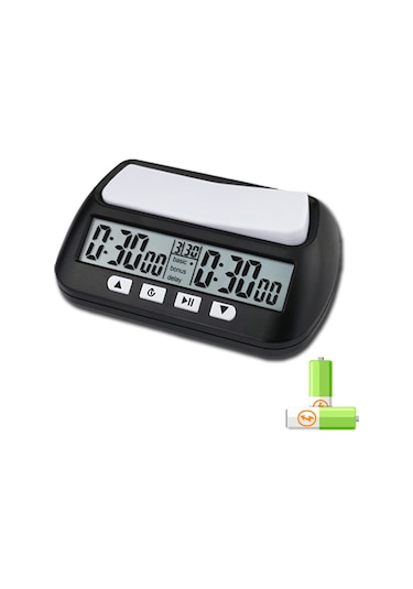 Vkemall 3'ü 1 Arada Çok Amaçlı Taşınabilir Profesyonel Satranç Saati Dijital Satranç Zam Siyah