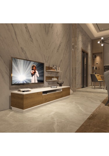 Decoraktiv Trio 4s Mdf Tv Ünitesi Tv Sehpası Beyaz - Pera
