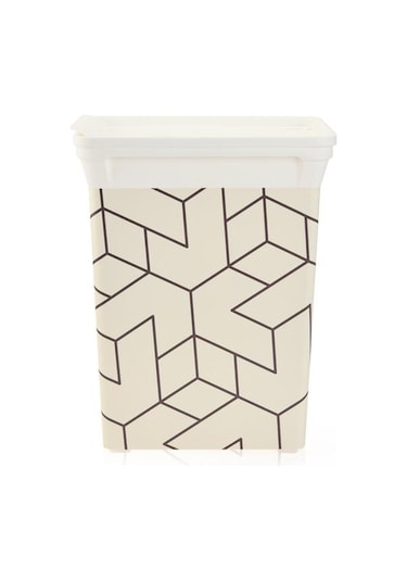 Qutu Çizgili Mutfak Çöp Kovası - Beyaz / Siyah - 20 Lt Beyaz / Siyah Beyaz - Siyah