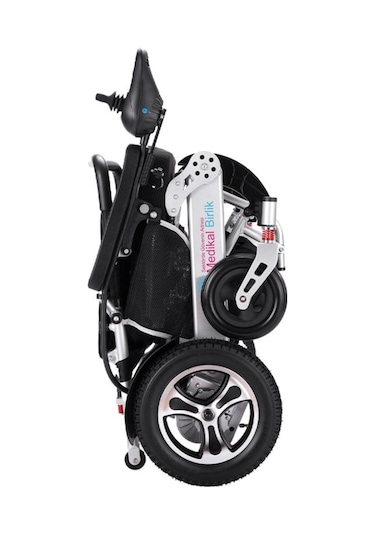 Ekonomik Lityum Pilli Hafif Akülü Tekerlekli Sandalye Uzaktan Kumandalı Ve Tek Hareketle Katlanabilir