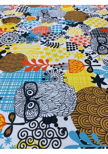 Baykuş Desenli Kumaş Kırlentlik Döşemelik Kumaş Dijital Baskı