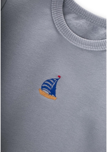 Yelken Nakışlı Sweatshirt Takım 0-2 Yaş Mint Yeşil Mint Yeşili