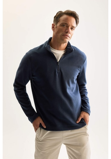DeFacto Lacivert Tüylenme Yapmayan Soğuk Geçirmez Regular Fit Dik Yaka Fermuarlı Polar Sweatshirt Y3996AZNSIN257 DeFacto Lacivert Tüylenme Yapmayan Soğuk Geçirmez Regular Fit Dik Yaka Fermuarlı Polar Sweatshirt Y3996AZNSIN257